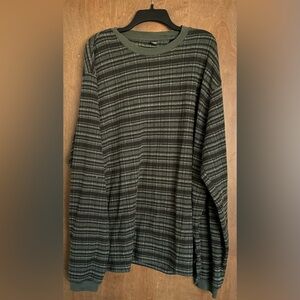 Arrow Men's Army Green & Black Striped Crew Neck Shirt Size XLT TALL